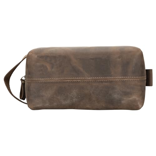 Lev Leather %100 Hakiki Deri Makyaj Çantası, Kişisel Bakım Çantası, Makyaj Çantası, Taşıma Saplı Tuvalet Çantası, Banyo Çantası, Kişisel Hijyen Kiti, Seyahat Kiti (Ceviz, X-Large)