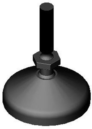 1.88 dia., 1/2-13 thds., 3.25 Lg., 3750 Lbs max load, Select Inch 15o Swivel Stud Style Leveling Pads, Stainless Steel w/Elastomer Pad (1 Each)