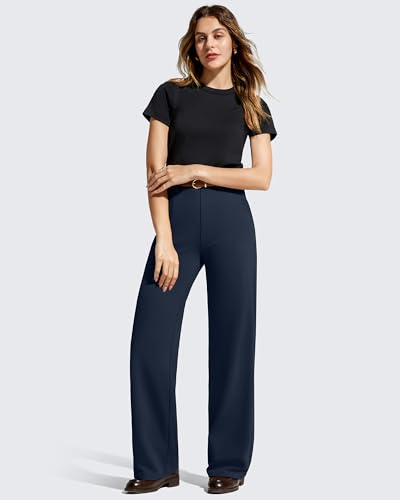 Image of G4Free EverGoing Women's Wide Leg Dress Pants Pull On Stretchy High Waisted Casual Trousers with Pockets
