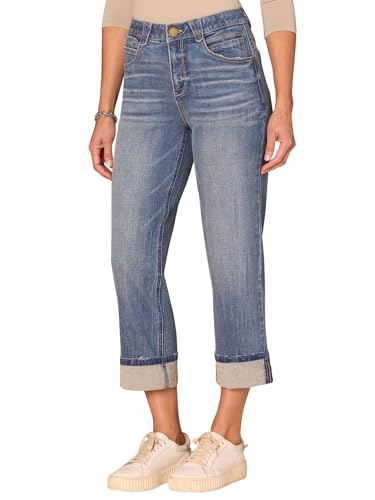 Democracy Women's Ab Solution High Rise Round Up Boyfriend Jean with Cropped Roll Cuff2