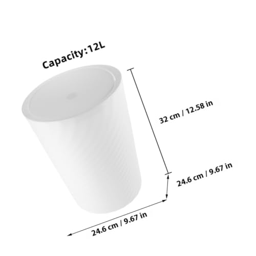 KICHOUSE bote de basura plástico con tapa 12L blanco miniatura 2