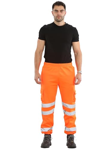 shelikes Mens Hi Vis Viz Two Tone Jogging Bottoms Combat Trousers Workwear Joggers