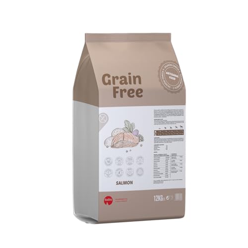 Pienso para Perros Sin Cereales Salmón 12 kg – Natural Grain Free Fácil de Digerir– Alimentación Sana, Sabrosa y Equilibrada – Alta Proteína, Sin Gluten e Hipoalergénico para Perros Adultos