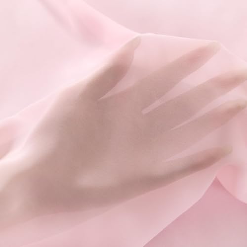 Image of MLMC Pink Chiffon Fabric by The Yard Pre-Cut Sheer Chiffon Arch Fabric 5 Yards Airy Continuous Draping Panels 60 inch Wide for Wedding Backdrop Craft Ceiling Decor