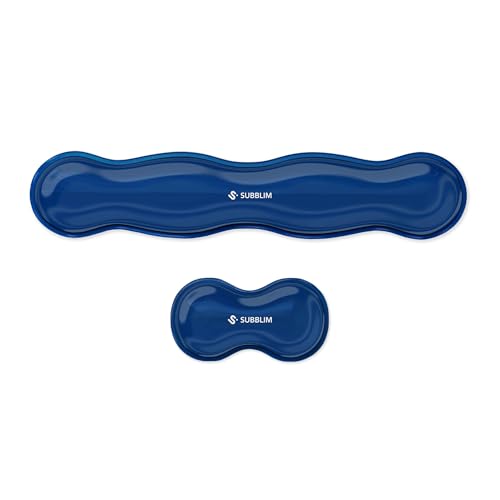 SUBBLIM Pack Reposamuñecas ERGO CRYSTAL FLEX, Gel para Teclado + Ratón, Diseño Ergonómico Ondulado Antideslizante, Alivio Túnel Carpiano. Para oficina y gaming