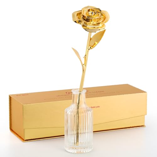 Image of 24K Gold Dipped Preserved Real Rose, Decorative Gift, Gold