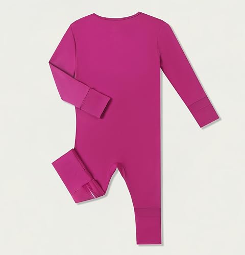 Joonberry Unisex Baby Bamboo Viscose Long Sleeve Romper, Cute Prints Zipper Footless Jumpsuit, Toddler One-Piece Outfits (Purple, 18-24M) — view 2