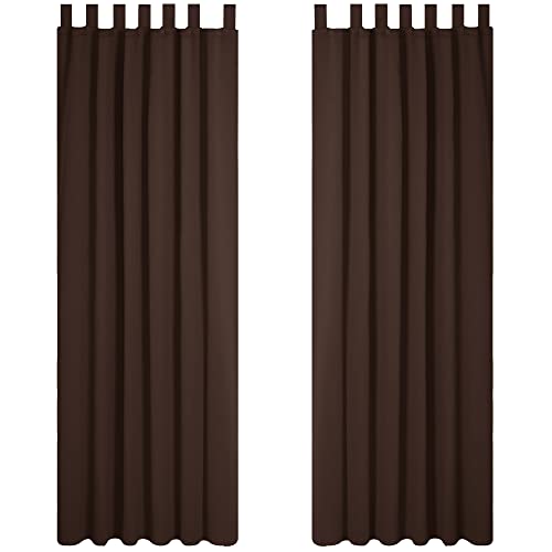 Deconovo Lot de 2 Rideaux Isolant Thermique Anti Froids Chocolat Occultant à Pattes Rideau Cuisine Moderne 140x200cm