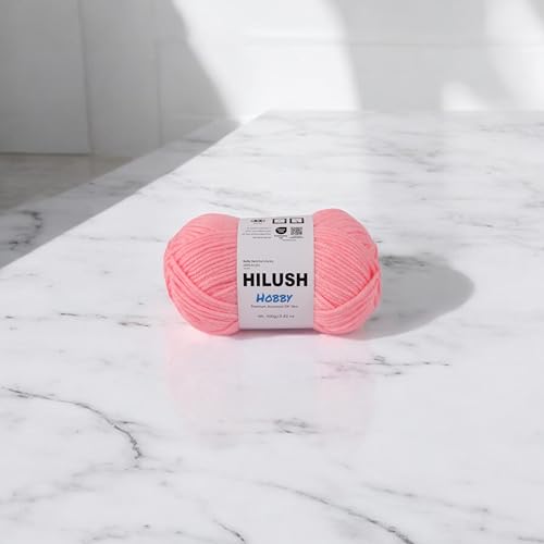 Image of HILUSH Hobby,Wool Yarn dk Acrylic Hand Knitting Yarn Ball (100g /1 Ball),Suitable for Craft amigurumi Shade 001 (Baby Pink)