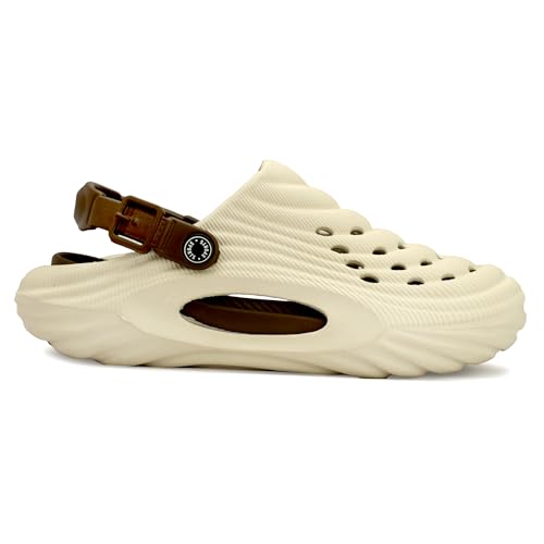 Image of Inklenzo Men's Sandals Clogs Mules for Men & Boys - CreamComfortable, Extra Soft, Lightweight, Non-Slip, Waterproof, Adjustable Back Strap, Stylish, Classic, Casual, Everyday Mules