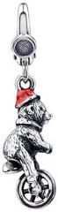 Sterling Silver Bear on Unicycle Charm with Enamel Hat Charm Dangle