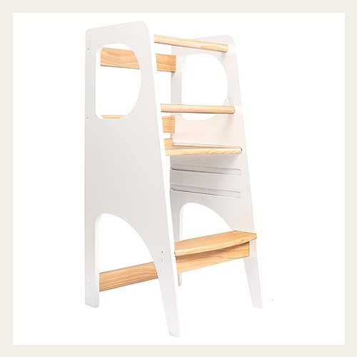 EKOUPLUS Wooden Step Stool for Kids, Premium Adjustable Height Toddler Stool Kids Step Stool with...