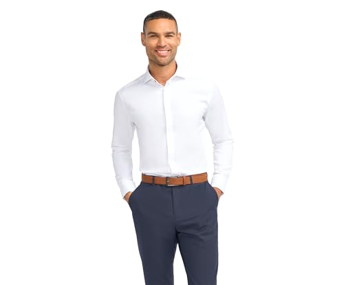 Chemise habillée en coton blanc homme col classique manches longues coupe classique coton stretch