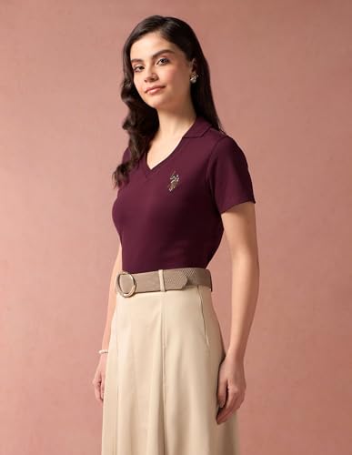 Image of U.S. Polo ASSN. Women's Cotton Regular Fit Solid Polo Shirt