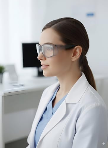Image of Safety Goggles for Motorcycle Riding, Clear Lens Multi-Purpose Protective Eyewear, Polycarbonate, Rectangular, Universal Fit, Laboratory and Woodworking