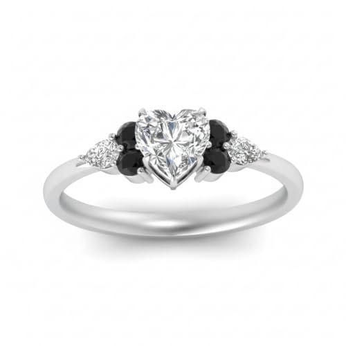 Image of Choose Your Gemstone Graduated Channel Setting Diamond CZ Wedding Sterling Silver Heart Shape Wedding Engagement Birthstone Stackable Ring Size US 4 to 12