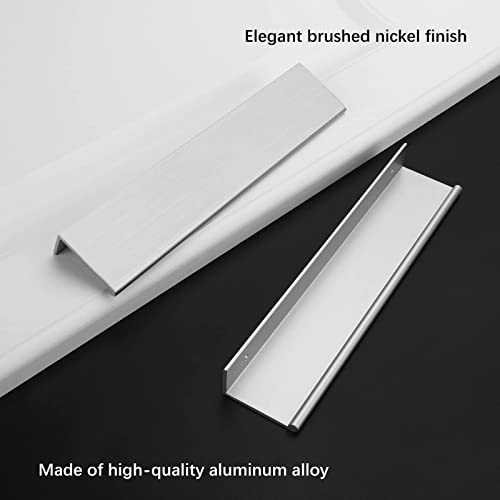 Image of Rergy 30 Pack 6-1 /4 inch Cabinet Pulls Brushed Nickel Finger Pulls for Cabinets | Aluminum Alloy Silvery Edge Pulls Modern Cabinet Handles for Kitchen, Cupboard, Drawers, Dressers, Screws Included