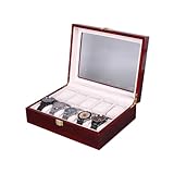 GUIXIAOGUO 時計ケース 腕時計収納ケース ウォッチボックス 12本/20本/24本用 保管 ディスプレイ コレクション 腕時計収納ボックス 豪華 高級 木製 時計 収納 ガラス製天板 敬老の日プレゼント (10桁)