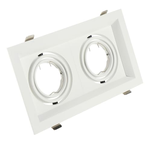 LALAFINA Soporte de Luz LED Doble para Techo Carcasa Resistente de Aluminio para Focos Anillo de Montaje Ajustable para Plafones LED Compatible con Lámparas Empotrables y Foco Orientable