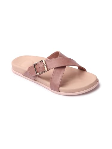 Image of ELLE Women's Flats Slip-On Sandals with Buckle Detail
