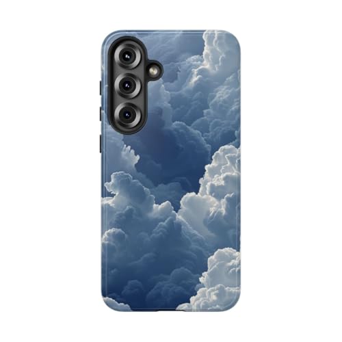Motif nuage bleu 3D coque rigide rigide brillante compatible Samsung Galaxy S25 Plus