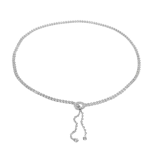 Giantree Cinturón de diamantes de imitación y cinturones finos brillantes para mujer, vestido de cadena de cristal plateado con purpurina, hebilla de vestidos