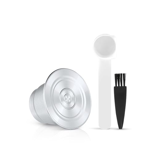 i Cafilas Capsula Recargables Rellenables Reutilizables de Acero Inoxidable para Nespresso,capsulas nespresso Reutilizables + 1 Cucharadita + 1 Cepillo de Limpieza