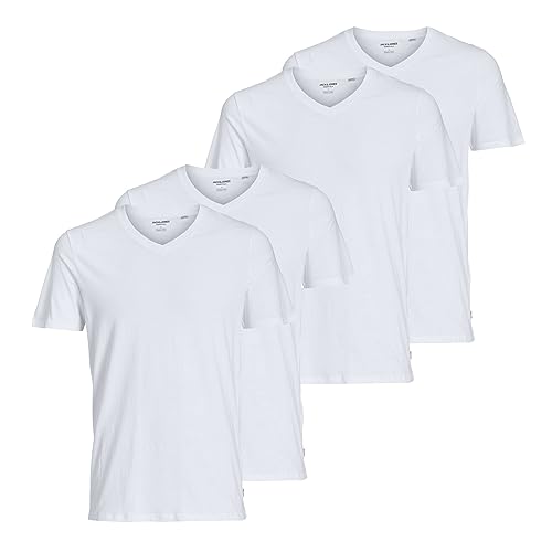 T-shirt col en V homme résistant aux lavages lot de 4 basiques Jack Jones