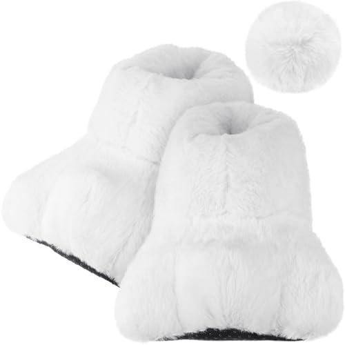 Leitee Halloween Adult Bunny Shoes and Tail, Rabbit Feet Slippers for Women Man Bunny Costume Cosplay Accessories