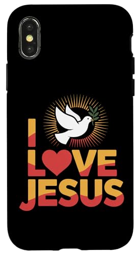 I Love Jesus Dove サンバースト 平和な信仰 スマホケース iPhone X/XS 用