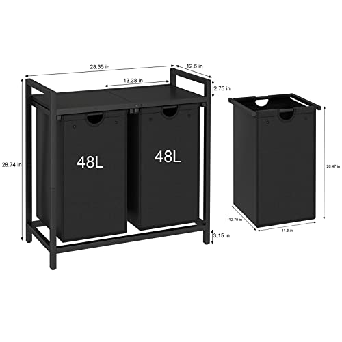 LAATOOREE-Laundry-Hamper-Two-Color-2--48L-Laundry-Basket-with-2-Removable-Laundry-Sorter-Bags-and-Top-Shelf-Clothes-Hamper-for-Laundry-Room-Bathroom