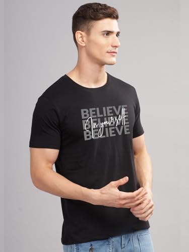Image of ADRO 100% Cotton Lycra Tshirts for Men Combo Pack of 3 | Regular Fit | Printed T Shirt | Round Neck Half Sleeve| Mens Tshirts