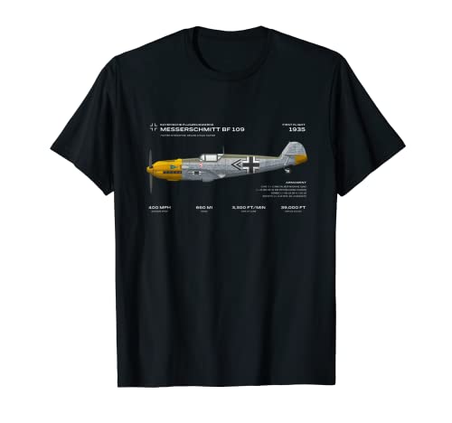 Messerschmitt Bf 109 Segunda Guerra Mundial Avión Histórico Guerra Aves Camiseta
