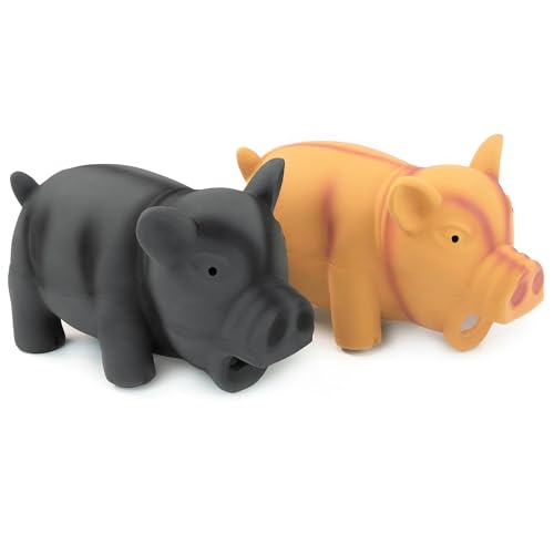 Chiwava 2 Stück 16,5 cm Quitschende Hundespielzeug Latex Schwein GRUNTING Tier Sound Welpen Kauen Interaktives Spiel für Medium Hunde