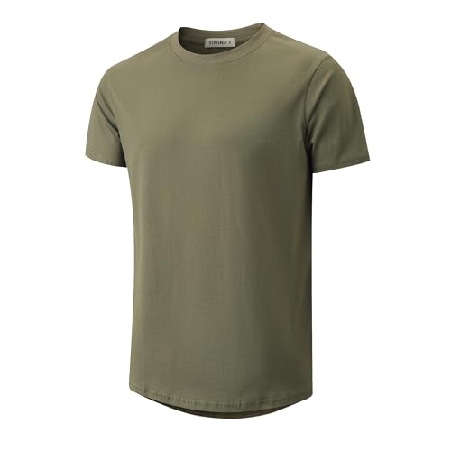 Image of YININF Men's T-Shirts Hipster Short Sleeve Solid Color Crew Neck Cotton Soft Fitted Tees