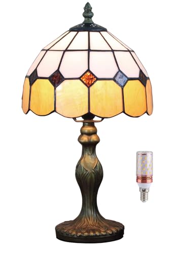 Five liters 8" Tiffany Style Mediterranean Stained Glass Table Lamp Bedside Bedroom Lamp Night Light Children's Lamp 38 cm Hight with Light Bulb(Color:Orange)