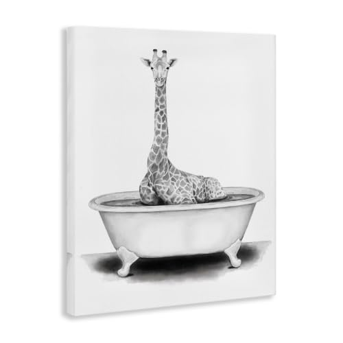 Image of Funny Giraffe in Tub Bath, 16 x 20 Inch Canvas Wall Art
