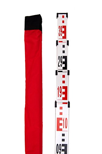AdirPro 4-Meter Aluminum Grade Rod – Metric, Dual Sided 4-Section Telescopic Leveling Rod – Bubble Level and Soft Carrying Case Included