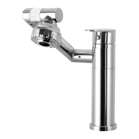 FEETE Bathroom Faucet with 1080 Degree Swivel, Kitchen Faucet w/Wide Angle Swivel Spray, Multi-functional 2 Spout Patterns Robotic Arm Faucet for Bathroom Kitchen Bar Laundry RV Utility Sink (Silvery) Cover
