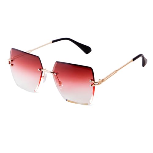 Lunettes de soleil carrées rétro femmes grand format sans bords