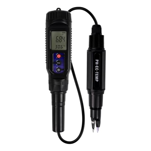 Pluuttiem Probador de Calidad del Agua y el Suelo, Medidor Digital de PH/EC/TEMP 3 en 1, Multifunción para Acuarios, Piscinas y Masa