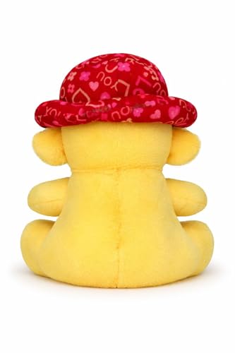 Image of Soft Teddy Bear with Heart & Hat - 20 cm Cute Plush Toy for Kids, Girls & Babies | Love Theme Stuffed Teddy Gift for Birthday, Valentine & Special Occasions (Yellow)