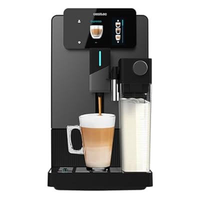 Cecotec Cafetera Superautomática Cremmaet Latte Touch. 19Bares  Thermoblock  12 Bebidas  4 Perfiles  Agua 1.1L y 400ml Leche  Pantalla TFT  Molinillo Cónico  Limpieza Automática  Altura Regulable