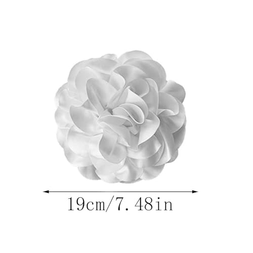 Image of Big Flower Pins for Clothes Fabric Rose Flower Brooches for Women Large Delicate Elegant Flower Lapel Pin for Wedding Party Dance Banquet Wedding Guest Dresses Suit Accessories 7.5in