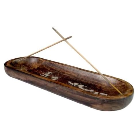 Kasa Style Wood Double Incense Sticks Holder Burner - Large Ash Catcher Handmade Home Decor Cover