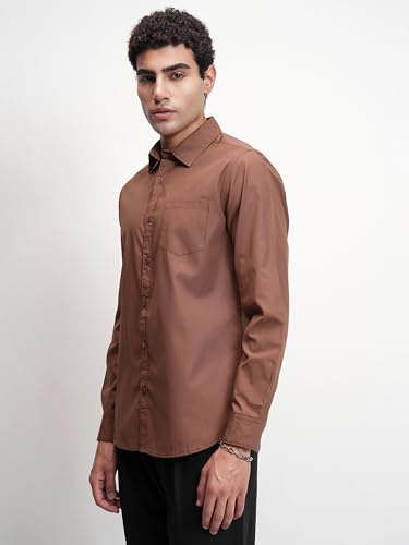 Image of Highlander Men's Casual Shirt | Solid | Slim Fit | Button Closure | Bold Hue for A Stylish & Modern Look