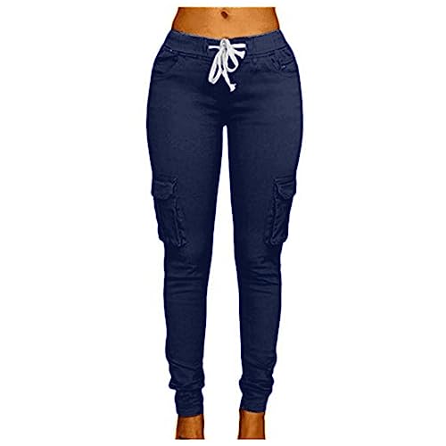 Uillui Tactical Pants for Women Skinny Cargo Pants Low Waist Slim Stretch Pencil Pants Multi-Pocket Ripstop Work Cargo Pants