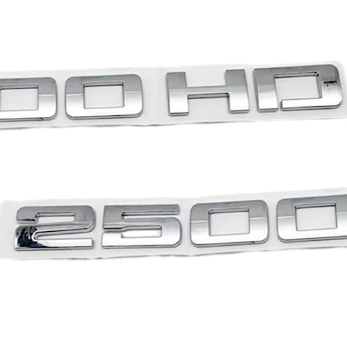 Image of 2pcs 2500HD 2500 HD Nameplates Emblems 3D Decal Badges Replacement for Both Side Doors or Tail Doors (Silver)