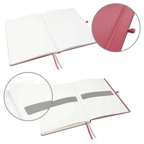 Leitz Complete Qualitäts-Notizbuch A4 liniert, 160 Seiten, 80 Blatt, Hardcover mit hochwertigem Einband, 100 g/m² Papier FSC zertifiziert, Verschluss, Lesezeichen, Stiftschlaufe, Rot, 44720025
