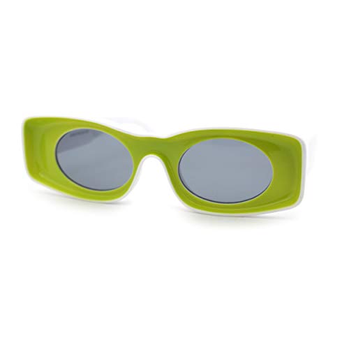 SA106 Womens Unique Concave Thick Mod Plastic Sunglasses Green Black